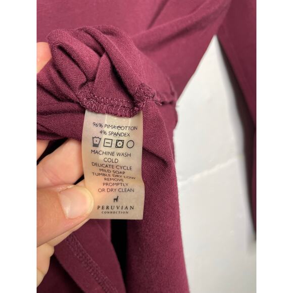 Peruvian Connection Burgundy Wine Red Turtleneck Top Womens Size Small - Picture 4 of 6